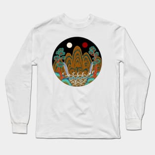 Minhwa: Sun, Moon and 5 Peaks: King's painting B_2 Type (Korean traditional/folk art) Long Sleeve T-Shirt